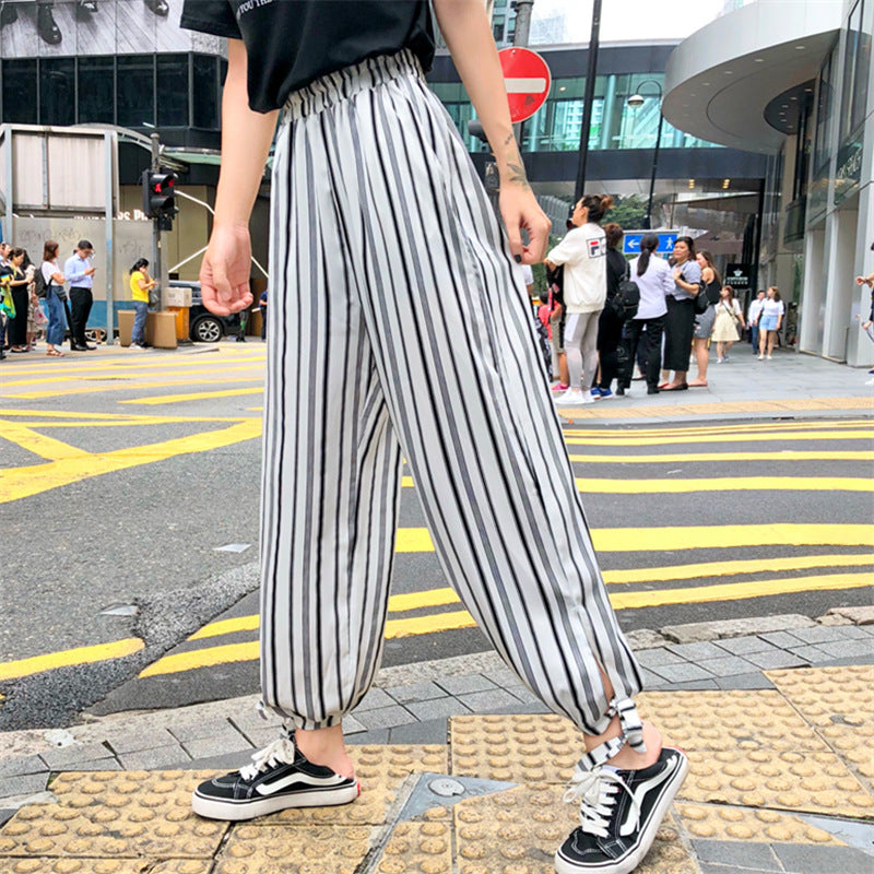 Ice Silk Bloomers Women Summer Thin Loose Chiffon Wide Leg Pants