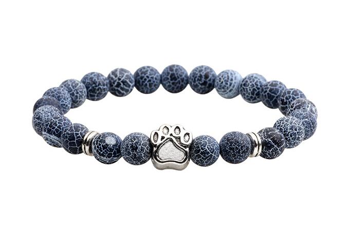 Hunde Katzenpfote Naturstein Lava Perlen Armbänder Elastisches Seil Mode Männer Frauen Unisex Armband Trendy Schmuck