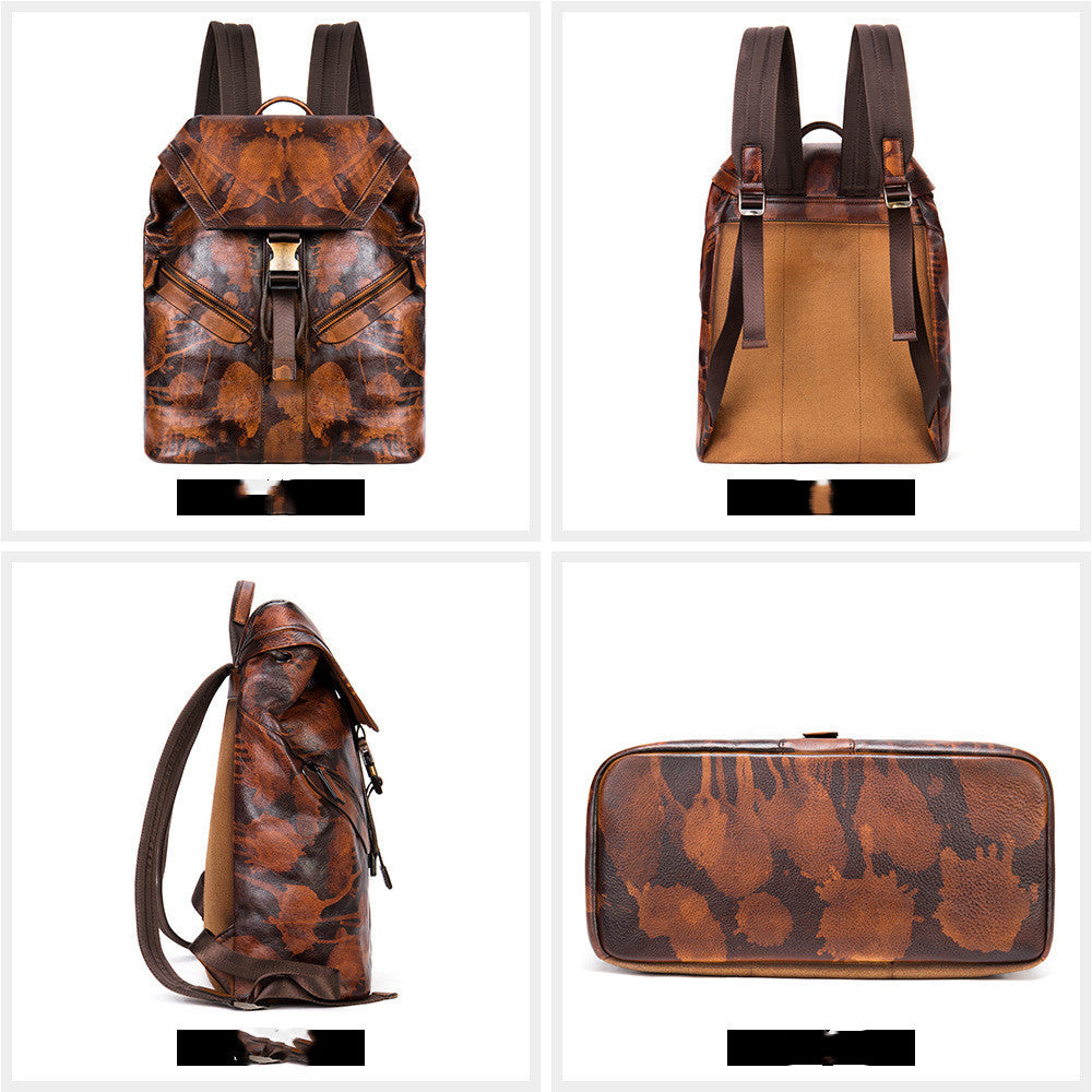 Mochila de viaje de cuero genuino