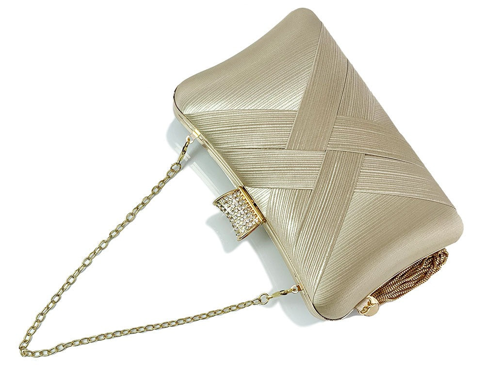 Tassel metal woven diamond buckle banquet evening shoulder bag