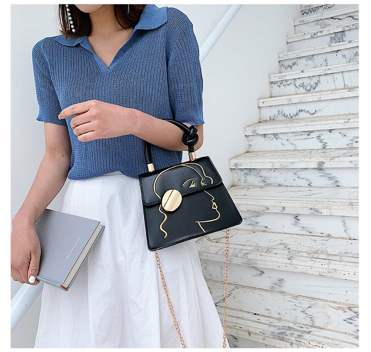 Female Bag, Portable Messenger Bag, Western Style Chain Shoulder Bag