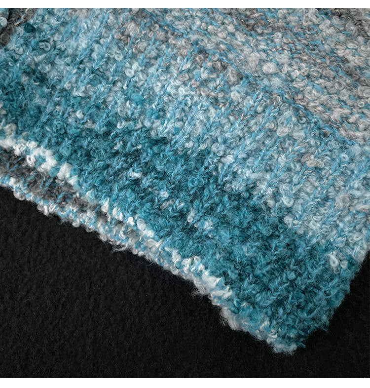Blue Gradient Cardigan Sweater Men's Loose