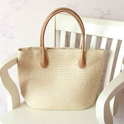 Bolso bandolera de playa redondo de paja tejida