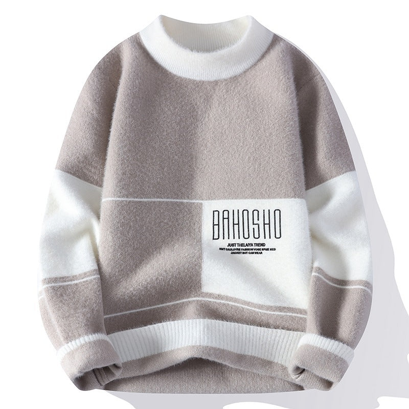 Suéter holgado y grueso de cuello alto para hombre