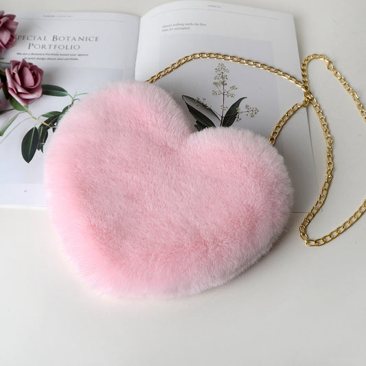 Fluffy Heart Messenger Bag - BAGMODA
