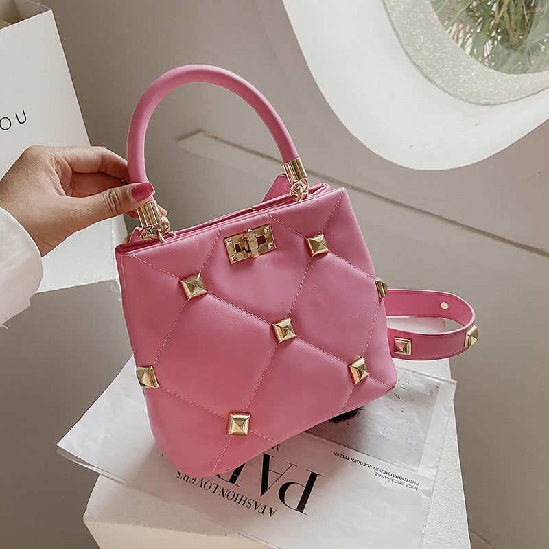 RivetGlow Vertical Bucket Bag