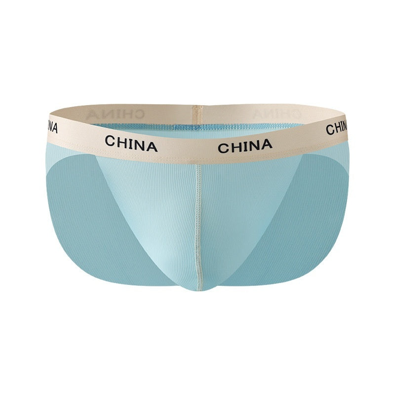 Ropa interior triangular para hombre, de seda helada, transparente, tacto piel, cintura baja.