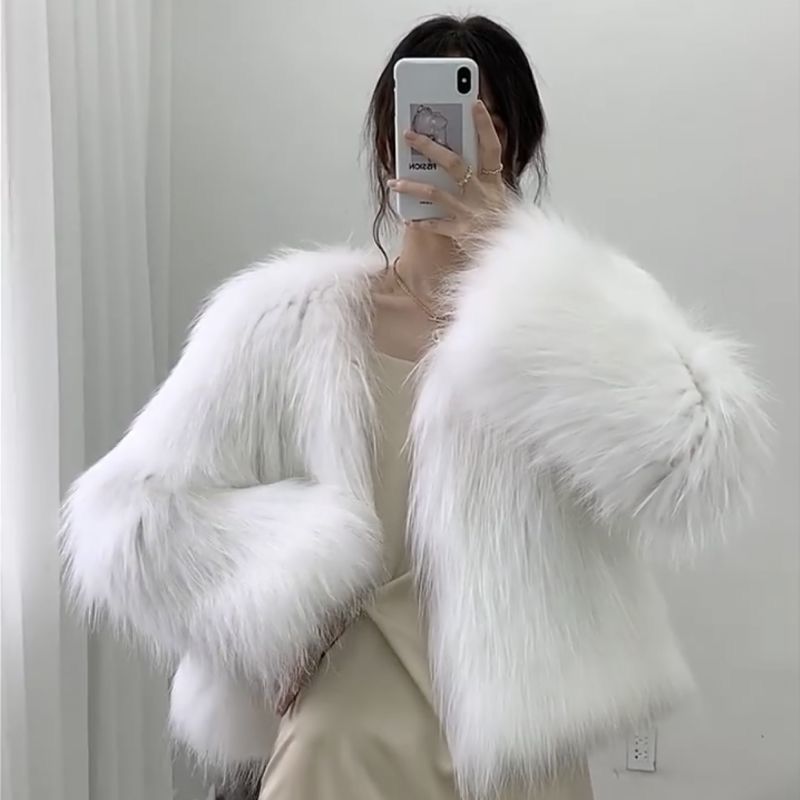 New Slim-fit Slimming Whole Leather Fox-like Coat