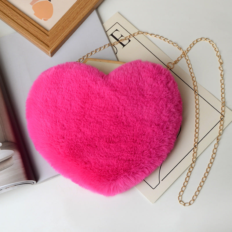 Fluffy Heart Messenger Bag - BAGMODA