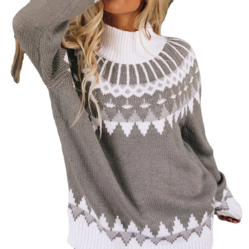Women's New Knitwear High Neck Loose Pullover Sweater