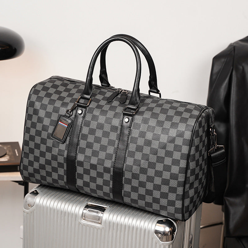Korean Plaid Travel Duffle Bag