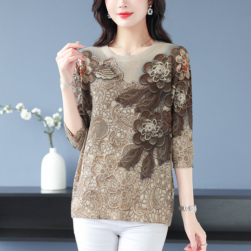 Plus Size Blouse For Middle-aged Women Knitwear
