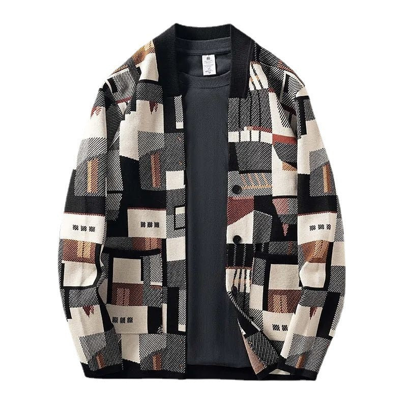 Pullovermantel Herrenpullover mit unregelmäßiger Farbkombination