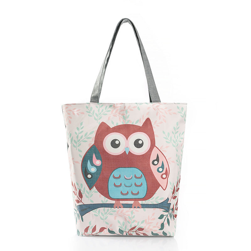 Owl print canvas bag