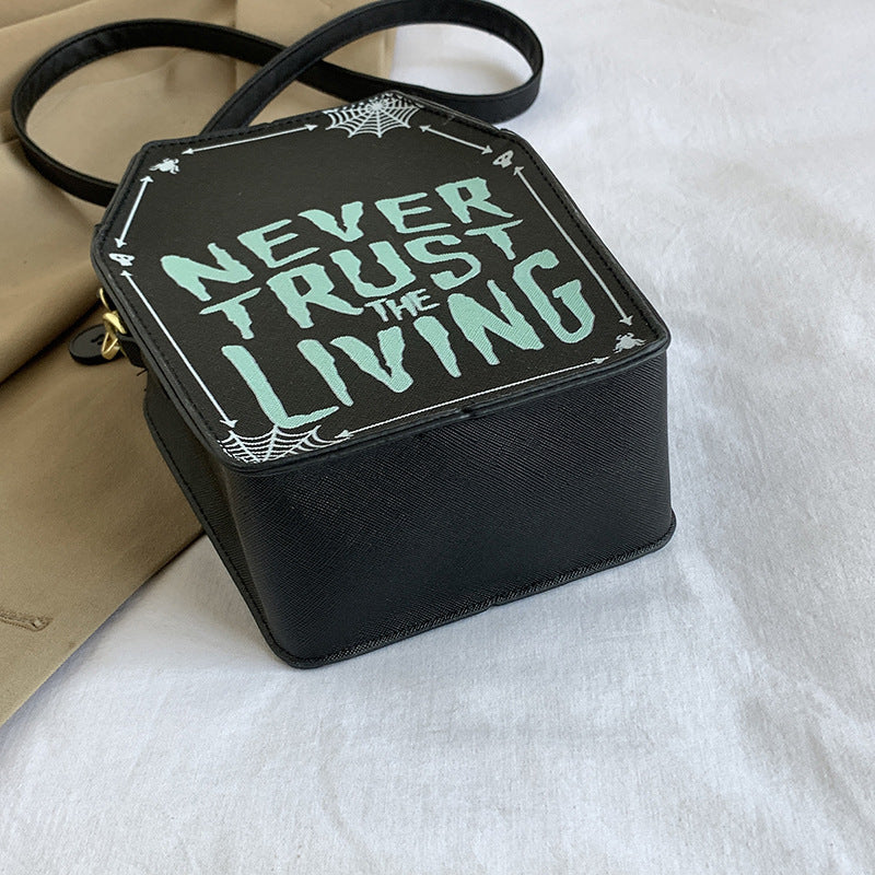 Dark Goth Style Printed Graffiti Square Bag