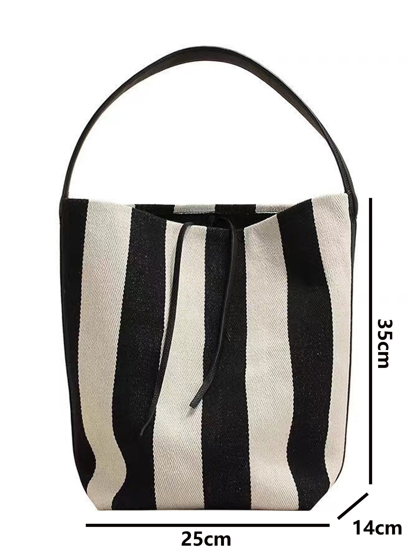 B&W Striped Shoulder Canvas Bag