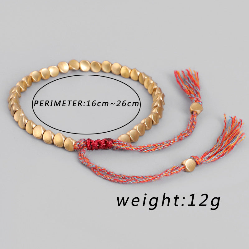 Handmade Tibetan Buddhist Braided Cotton Copper Beads Lucky Rope Bracelet & Bangles For Women Men Thread Bracelets