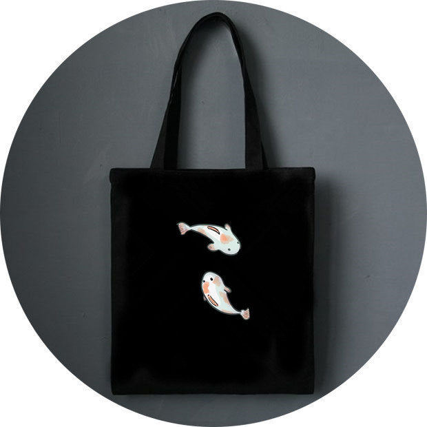 All-match literary canvas bag shoulder letter printing shopping bag