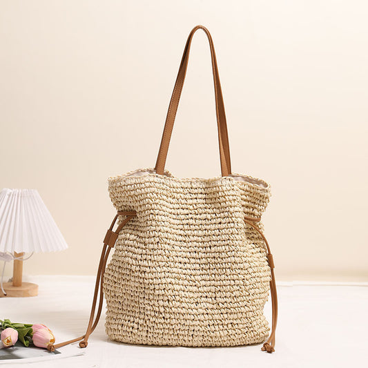 Drawstring Knitted Tote Bag