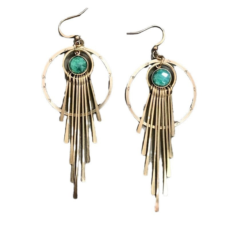 Fashion Bohemian Style High-grade Gemstone Tassel Earrings