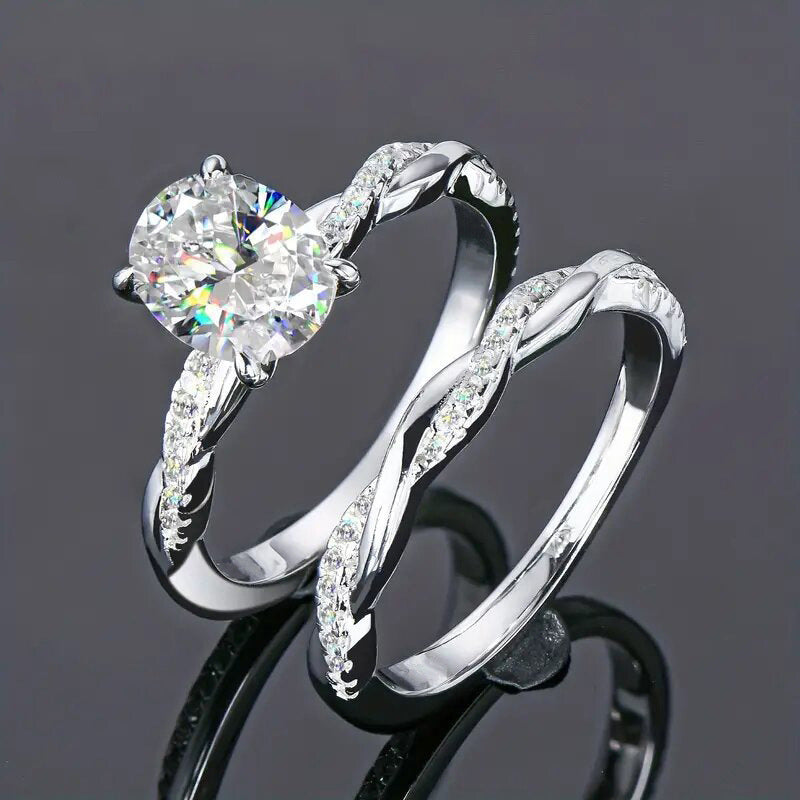 Classical Zircon Simple Ring Two-piece Wedding Dress
