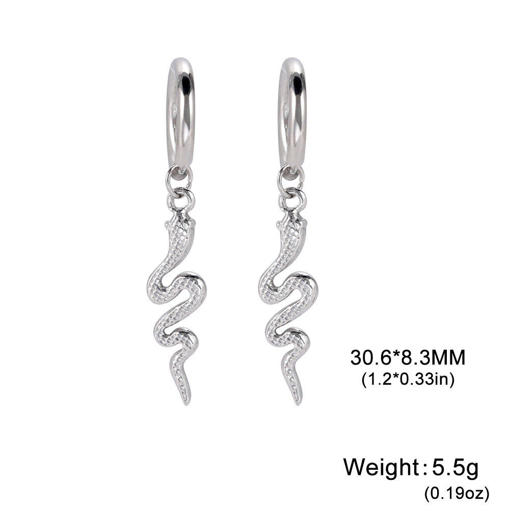 18K Gold Plated Stainless Steel Snake-shaped Vintage Earrings