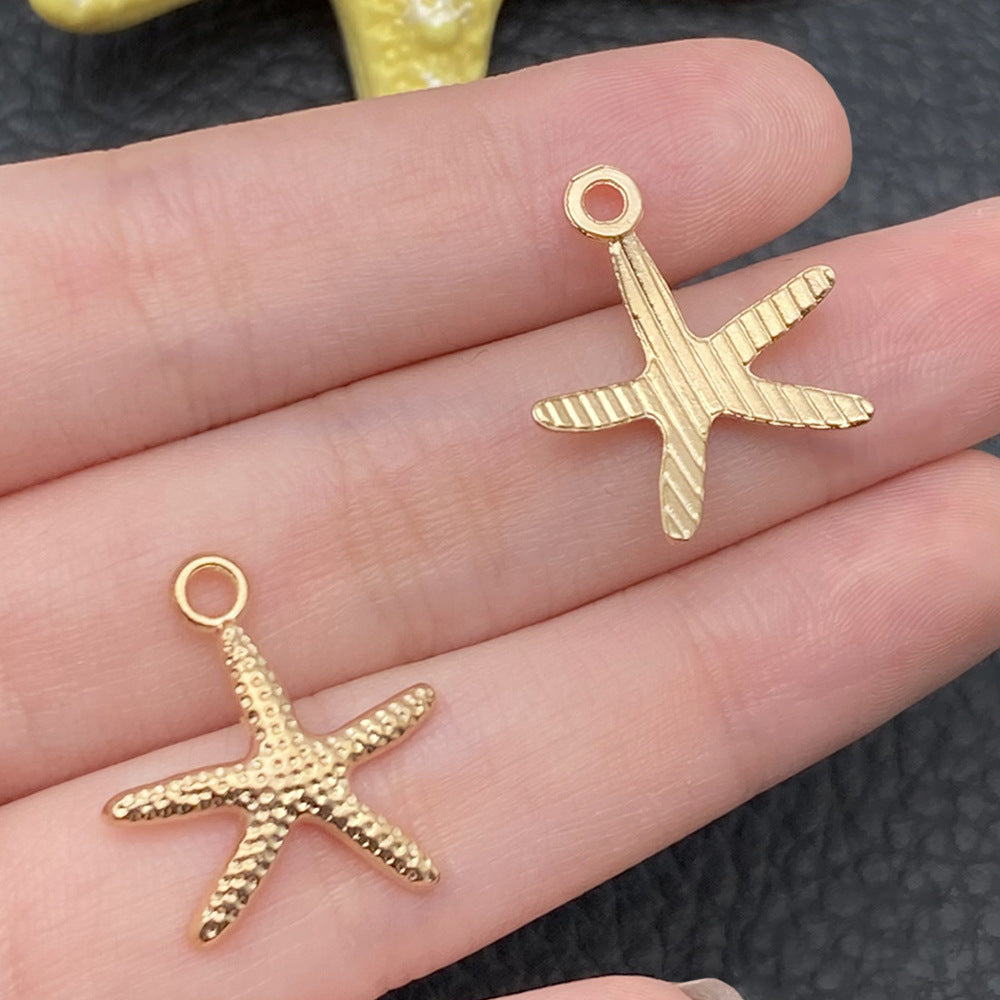 Gold Marine Life Starfish Conch Alloy Pendant DIY Bracelet Earring Ornament Pendant