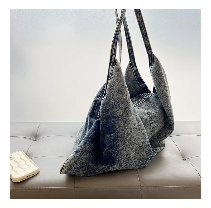 Cowboy Chic Large Denim Shoulder Tote