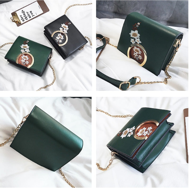 Embroidered Girl Small Satchel Chain Bag