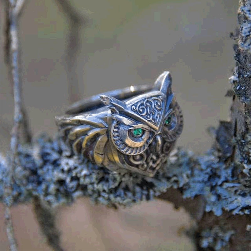 New Vintage Animal Owl Ring Hip Hop Carving