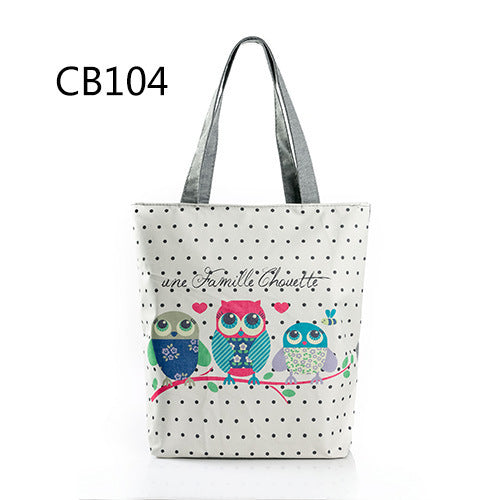 Owl print canvas bag