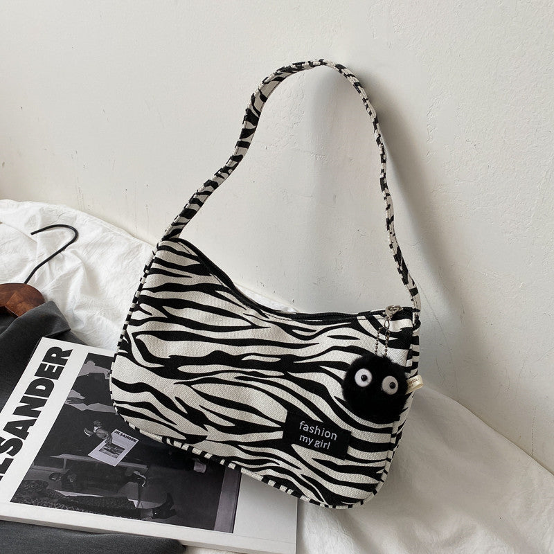 B&W Canvas Hobo Bag