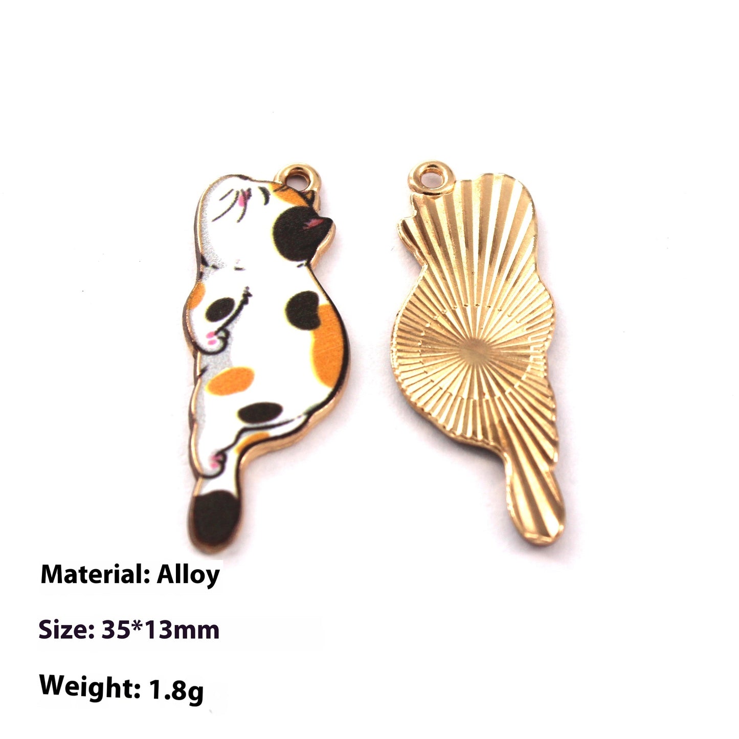 Japanese Style Kitten Cute Printed Cartoon DIY Dripping Oil Metal Alloy Earrings Key Ring Pendant Accessories