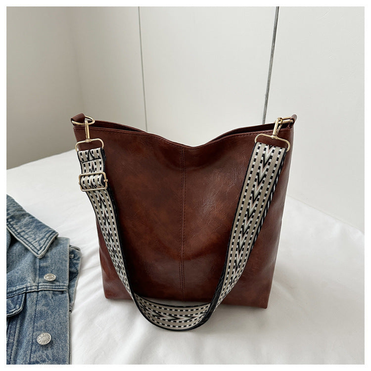 Casual Wide-Strap Shoulder Tote
