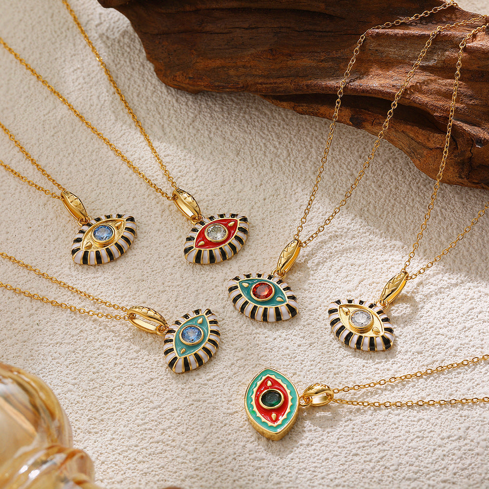 Colorful Crystals Pendant Necklace Clavicle Chain
