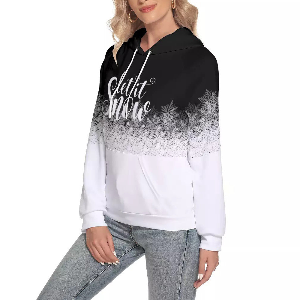 Snowflake Gradient Print Raglan Sleeve Hoodie Sweatshirt