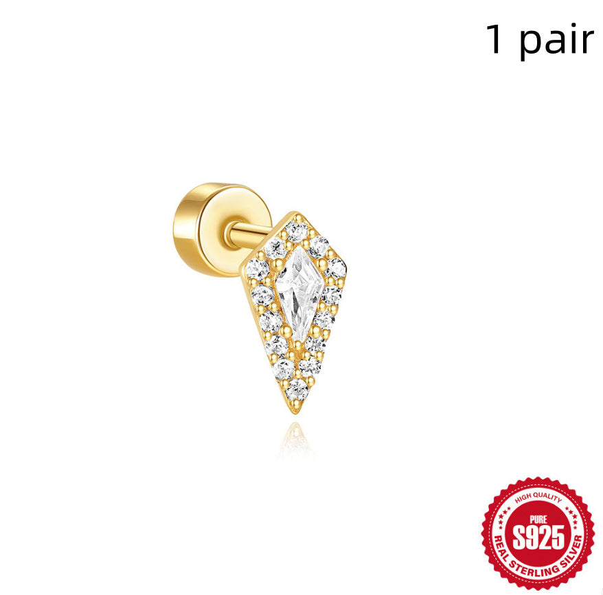 S925 Sterling Silver Flat Column Thread Piercing Ear Bone Stud