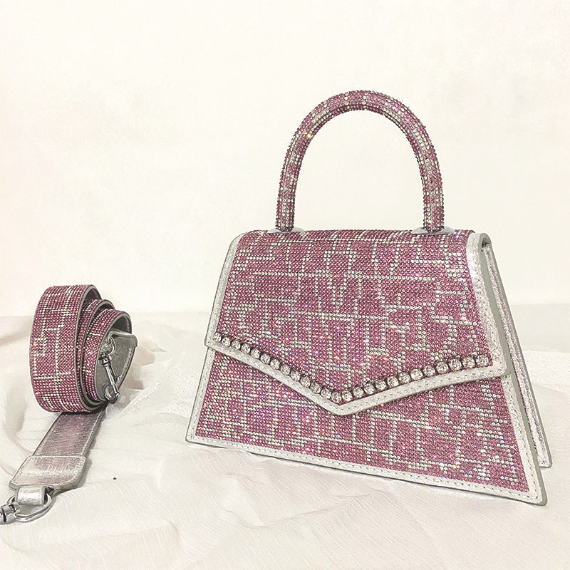 Crocodile Pattern Rhinestone Square Bag