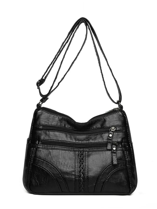 Sleek Leather Shoulder Bag - BAGMODA