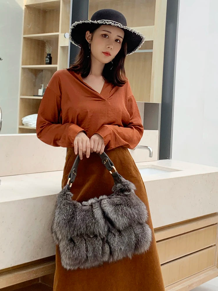 Winter Luxe Fox Fur Tote