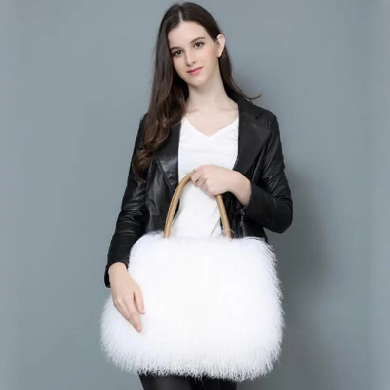 Mongolian Luxe Fur Shoulder Bag - BAGMODA