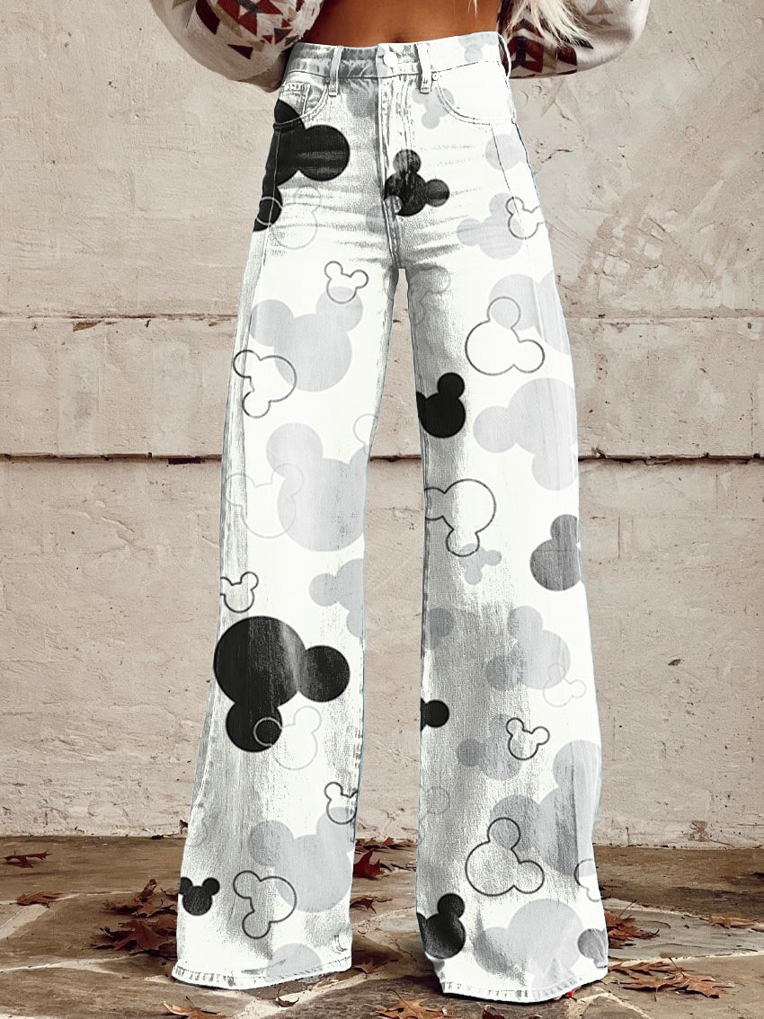 Horn Simulation Denim Trousers Loose Pants For Women