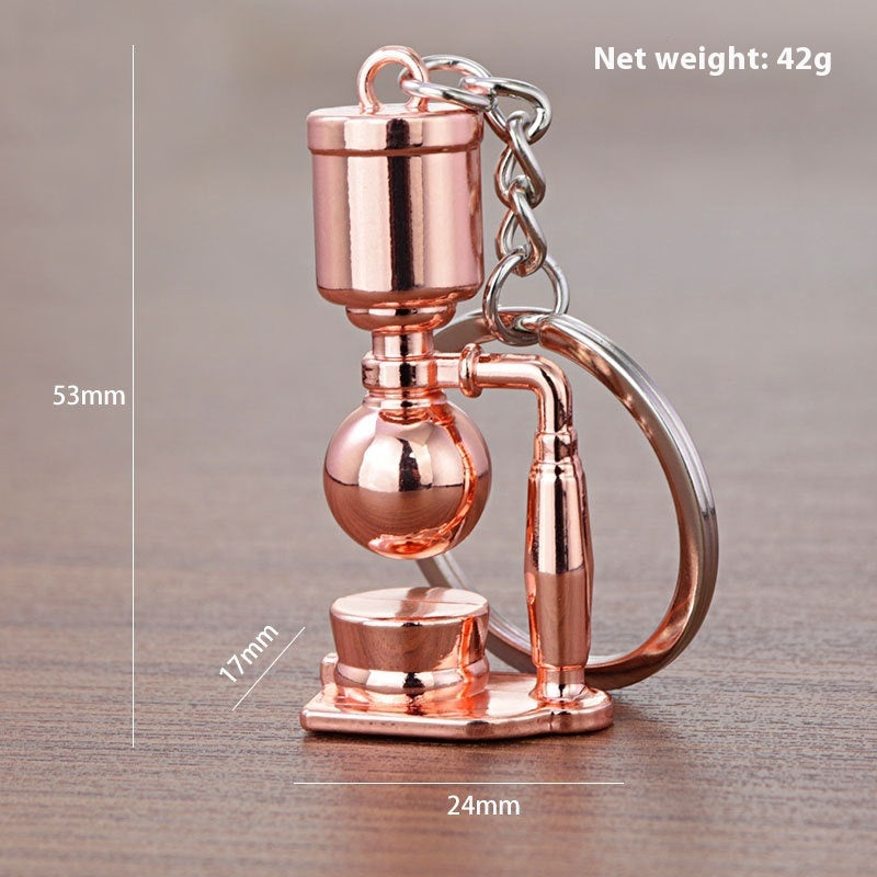 3D Coffee Keychain Metal Car Key Pendant