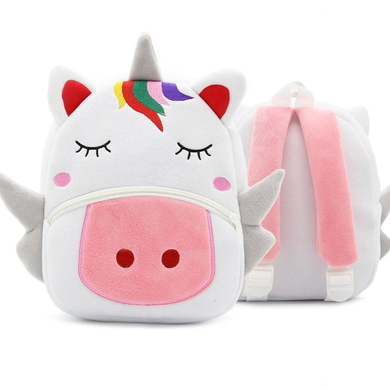 Children School Backpack Cartoon Rainbow Design Soft Plush Material For Toddler Baby Girls Kindergarten Kids School Bags