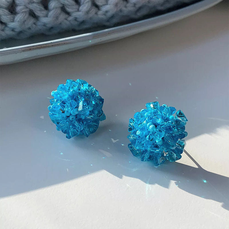 Flower Pattern Shell Tassel Round Earrings Light Luxury High Sense