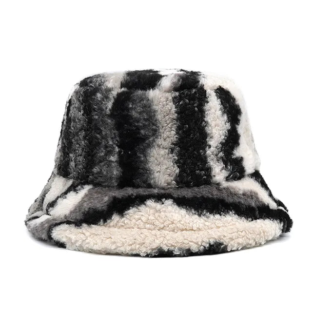 Panama Zebra Print Plush Velvet Hat
