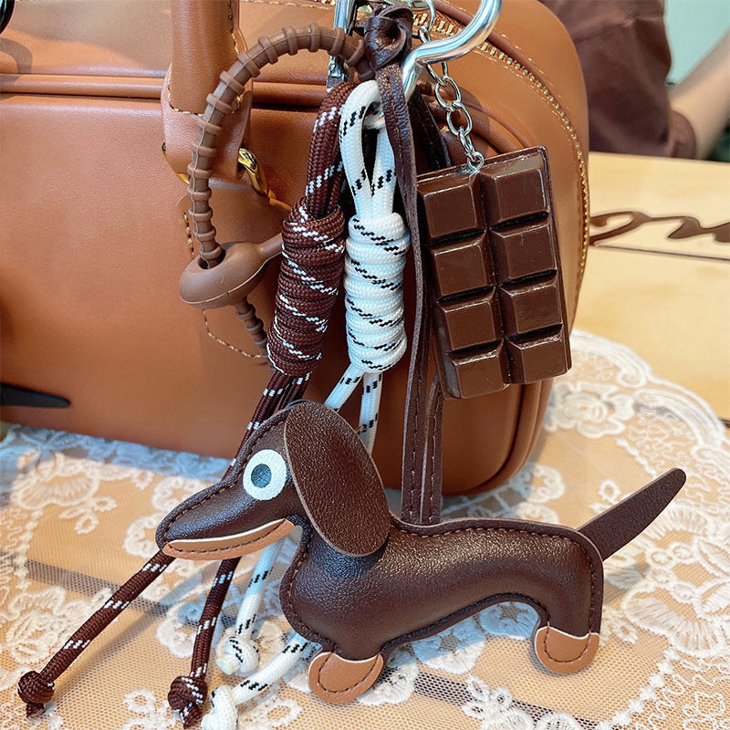 Retro Sausage Puppy Car Key Ring