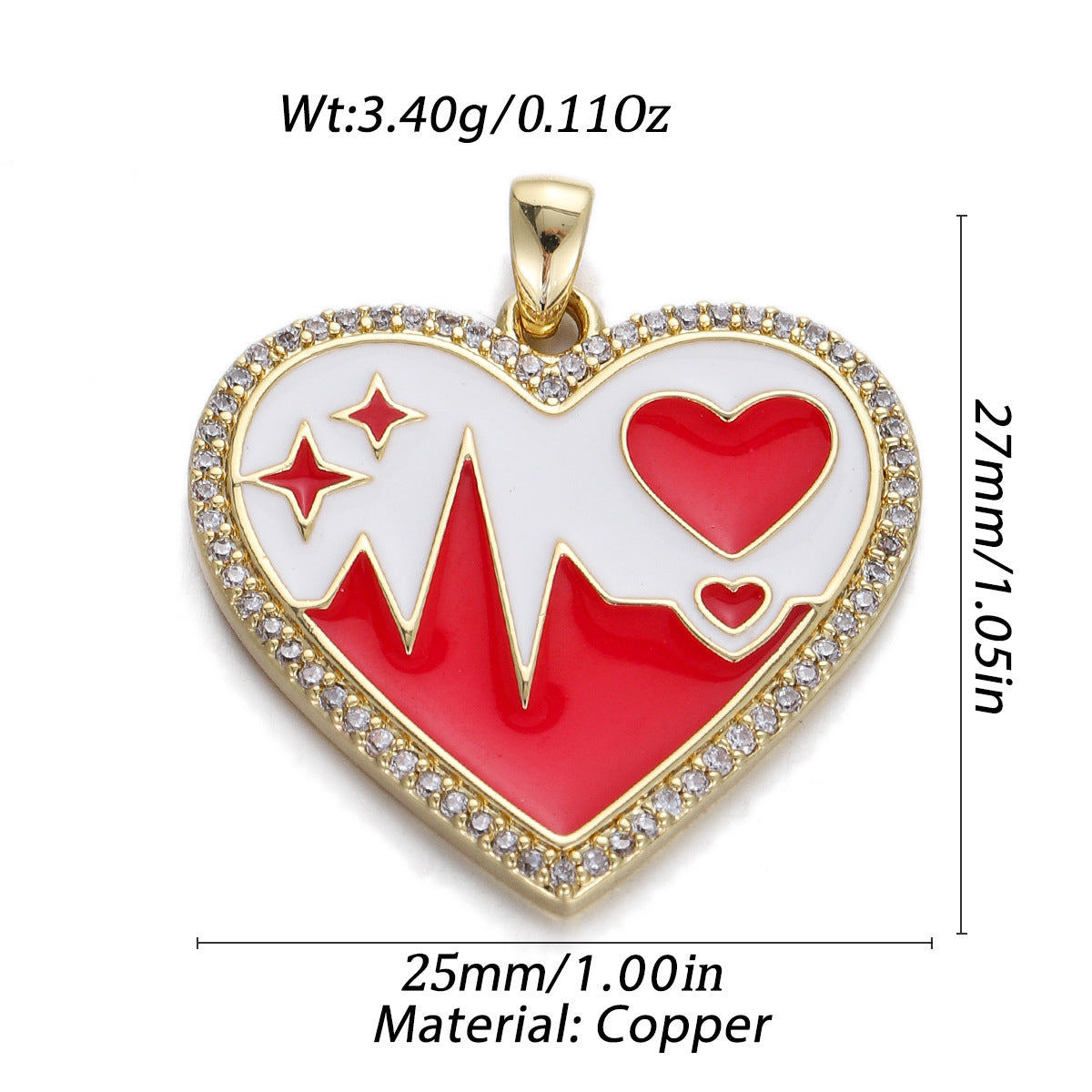 Oil Dripping Red Love Pendant Micro Inlaid Zircon Accessories