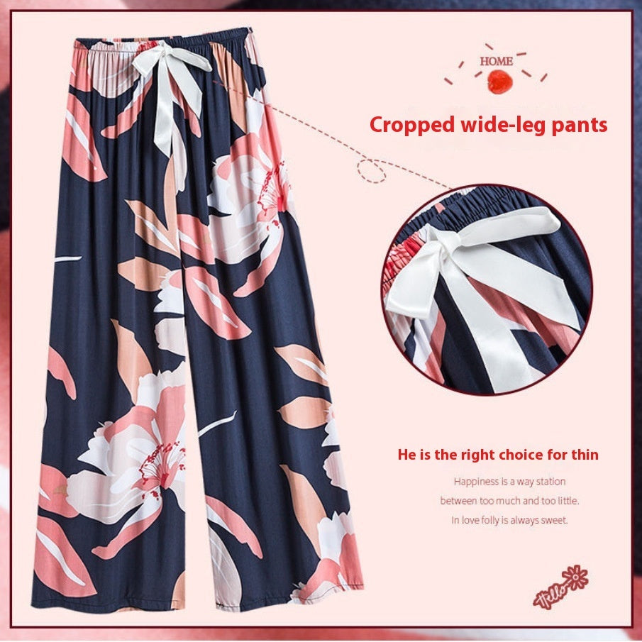 Pantalones de pijama de seda de algodón 40 para mujer de verano