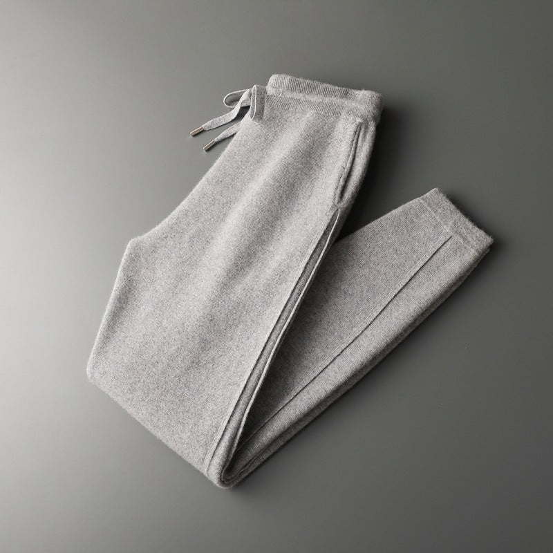 Fall Winter Men Solid Color Cashmere Pants - BAGMODA